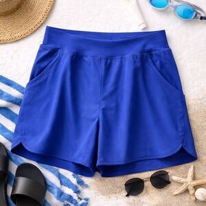 Swim Shorts Beach Coastal Swimwear Lands End Blue Pocket Shorts 22W Plus Size